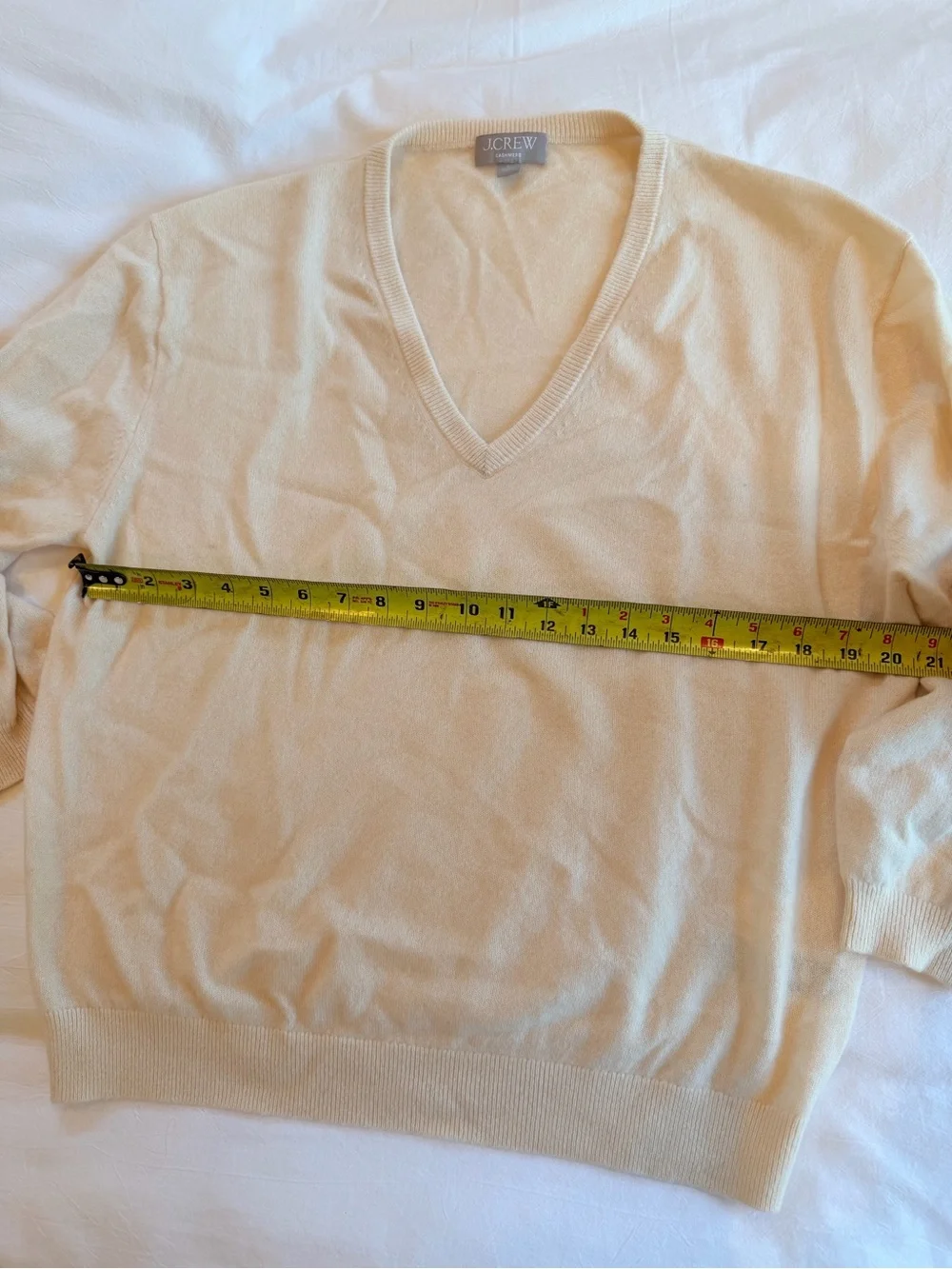 J. Crew Women’s V-Neck Cashmere Sweater in Light Beige